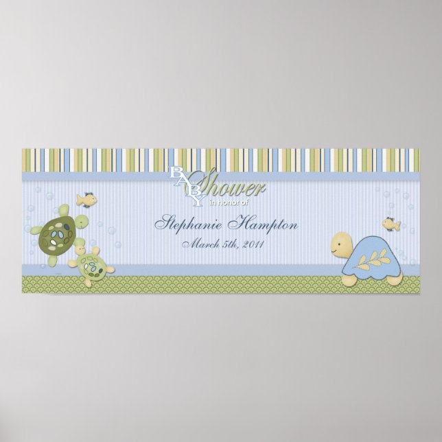 Turtle Reef and Goldfish Baby Shower Poster (Front)