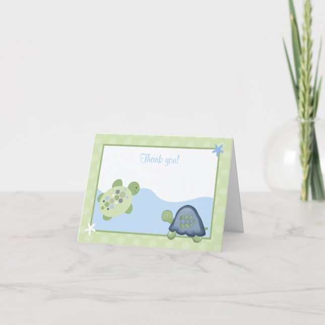 Turtle Reef (Green) Folded Thank you Card (Front)