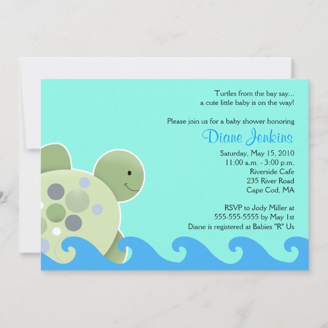 Turtle Reef Seaturtle 5x7 Baby Shower Invitation (Front)