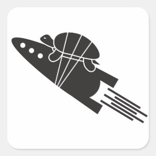 turtle riding a rocket 🐢 🚀 square sticker