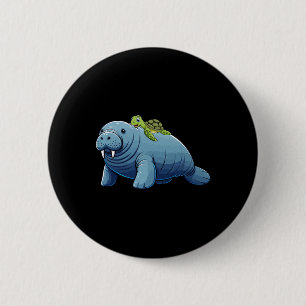 Turtle Riding Manatee Costume Sea Animal Lover Kid 6 Cm Round Badge
