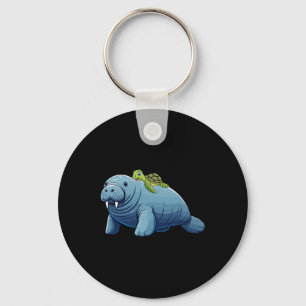 Turtle Riding Manatee Costume Sea Animal Lover Kid Key Ring
