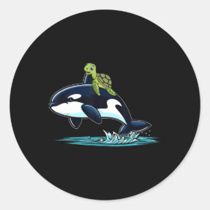 Turtle Riding Orca Costume Sea Animal Lover Kids T Classic Round Sticker