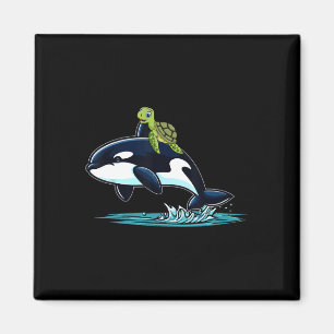 Turtle Riding Orca Costume Sea Animal Lover Kids T Magnet