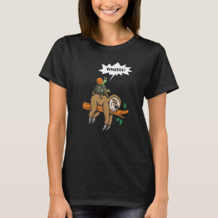 Turtle Riding Sloth Lazy Sloths Animal Graphic T-Shirt