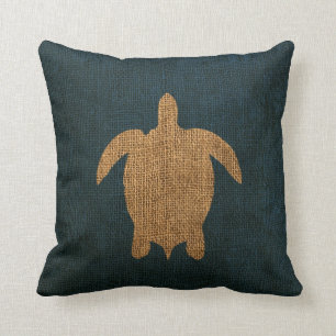 Turtle Rustic Blue Cushion