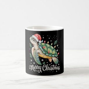 Turtle Santa Hat Merry Christmas Lights Xmas Coffee Mug