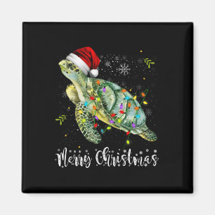 Turtle Santa Hat Merry Christmas Lights Xmas Holid Magnet