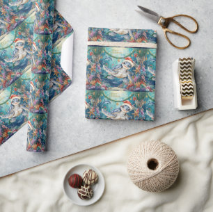 Turtle Santa Hat Under the Sea Christmas Party Wrapping Paper
