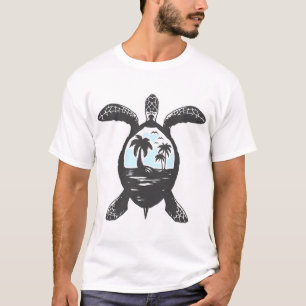 Turtle Sea Beach Sea Turquoise Art T-Shirt