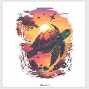 Turtle Sea Ocean Seashore Tropical Beach Sunset