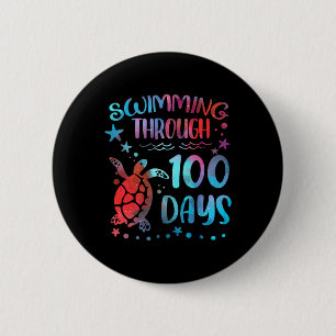 Turtle Sea Swimming Through 100 Days Of School Tea 6 Cm Round Badge