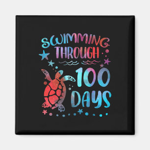 Turtle Sea Swimming Through 100 Days Of School Tea Magnet