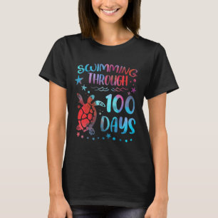 Turtle Sea Swimming Through 100 Days Of School Tea T-Shirt