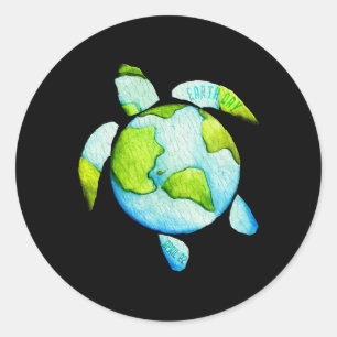 Turtle Sea Turtle Planet April 22 Earth Day Save T Classic Round Sticker