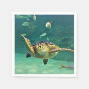 Turtle Sea Water Fish Photo Napkin