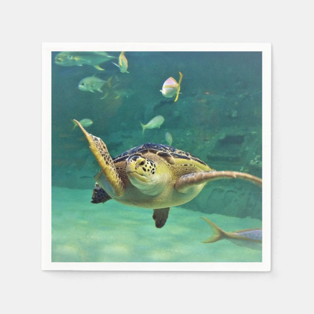 Turtle Sea Water Fish Photo Napkin (Front)