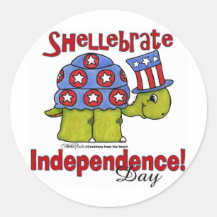 Turtle Shellebrate Independence Day! Classic Round Sticker