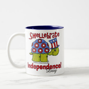 Turtle Shellebrate Independence Day! Two-Tone Coffee Mug