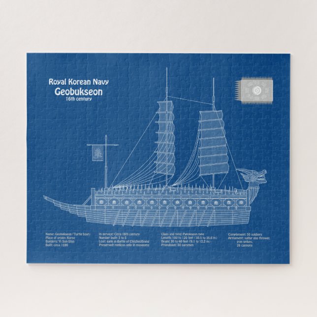 Turtle Ship Geobukseon - Ship Blueprint ABD Jigsaw Puzzle (Horizontal)