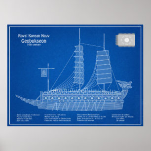 Turtle Ship Geobukseon - Ship Blueprint ABD Poster