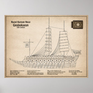 Turtle Ship Geobukseon - Ship Blueprint SD Poster
