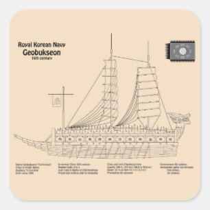Turtle Ship Geobukseon - Ship Blueprint SD Square Sticker