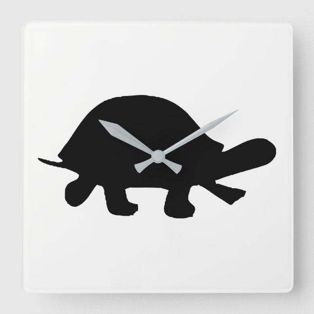 Turtle Silhouette Square Wall Clock (Front)
