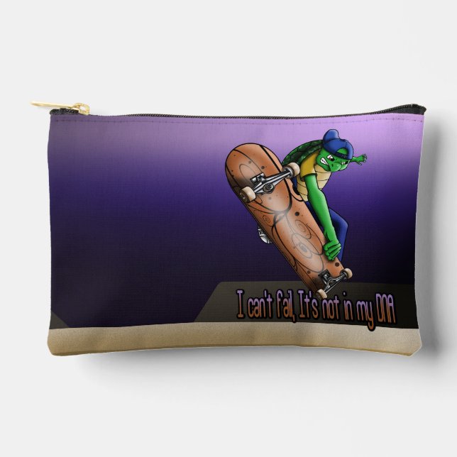 Turtle Skateboarder Accessory Pouch (Front)