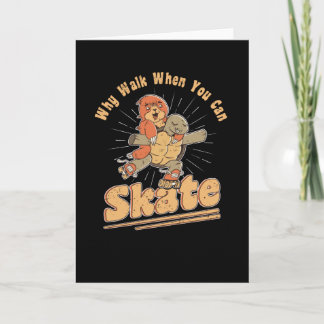 Turtle Sloth Roller Skating Roller Skates Card