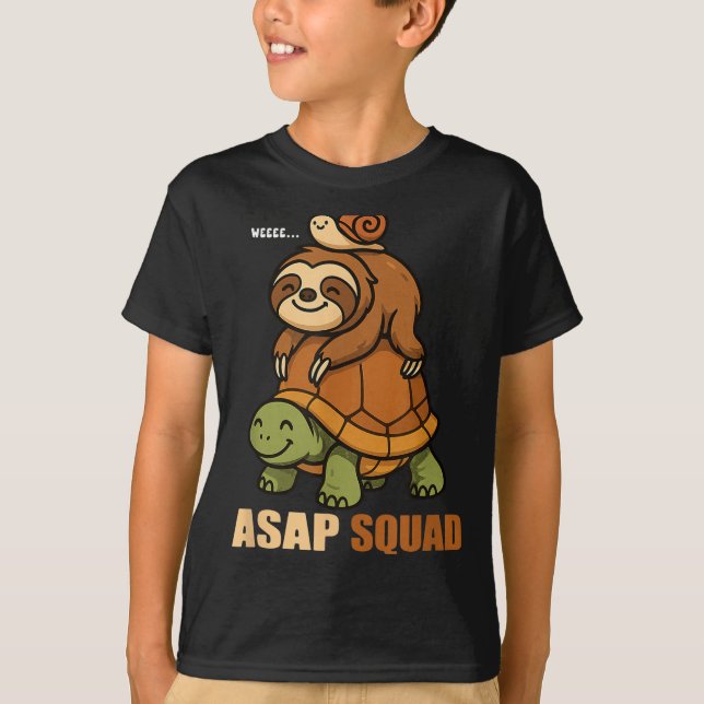 Turtle Snail Sloth Asap Squad Slow Animal Lover Bo T-Shirt (Front)