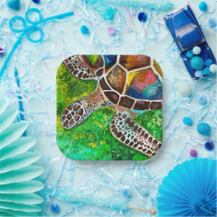 Turtle Square Paper Plate