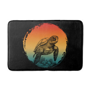 turtle summer ocean sunset bath mat