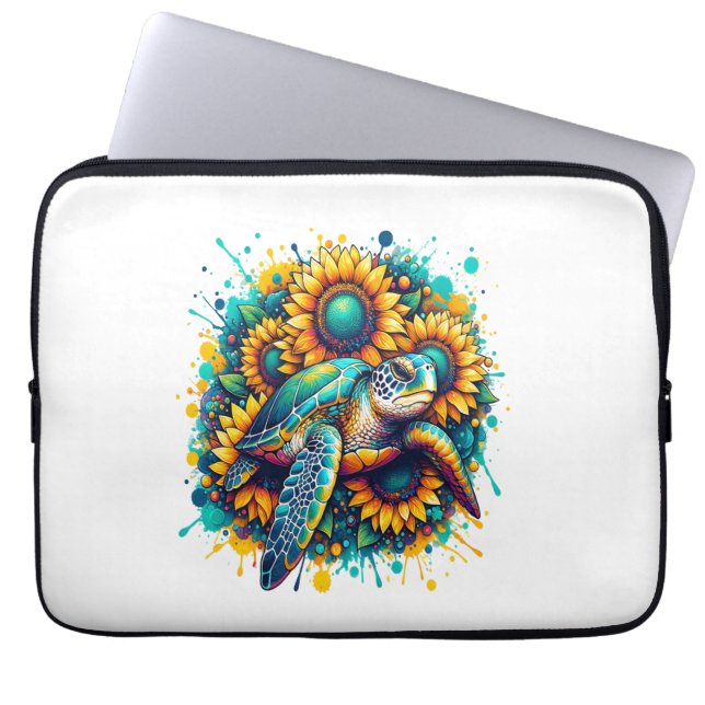 Turtle Sunflower Laptop Sleeve (Front)