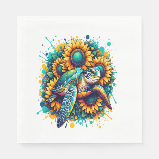 Turtle Sunflower Napkin (Front)