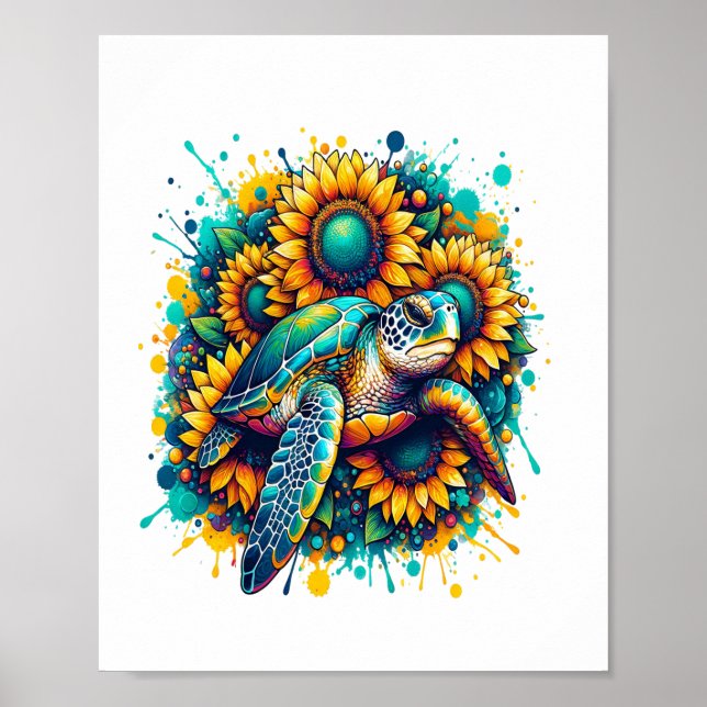 Turtle Sunflower Poster (Front)