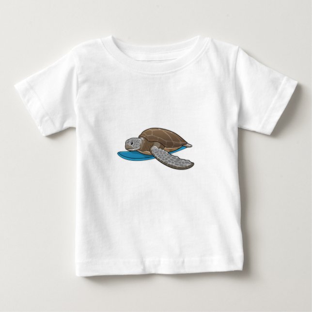 Turtle Surfer Surfboard Baby T-Shirt (Front)