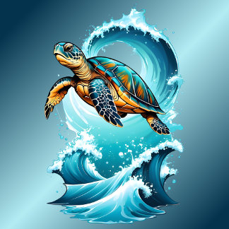 Turtle Swimming Among the Waves T-Shirt