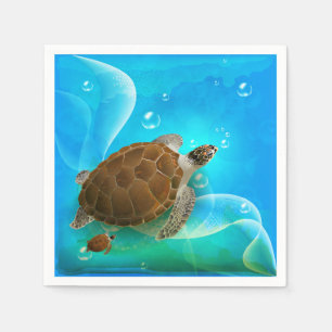 Turtle Swimming Paper Napkins