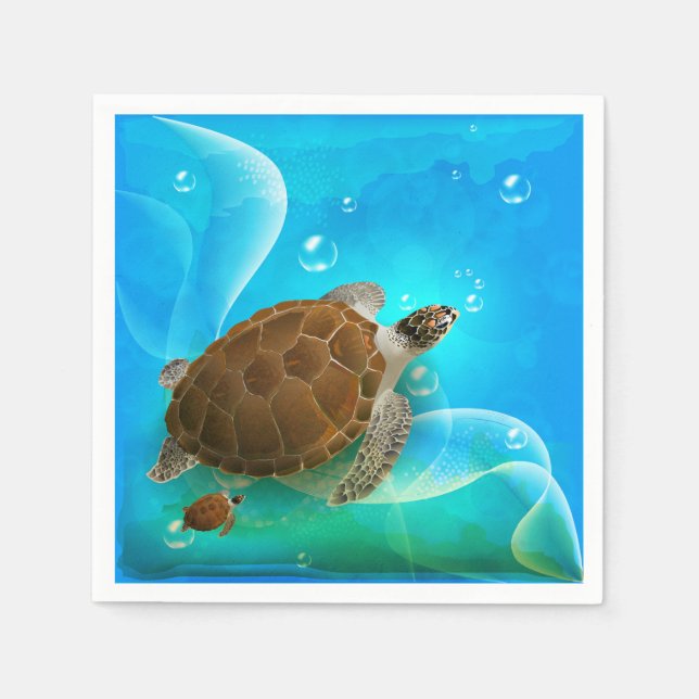 Turtle Swimming Paper Napkins (Front)