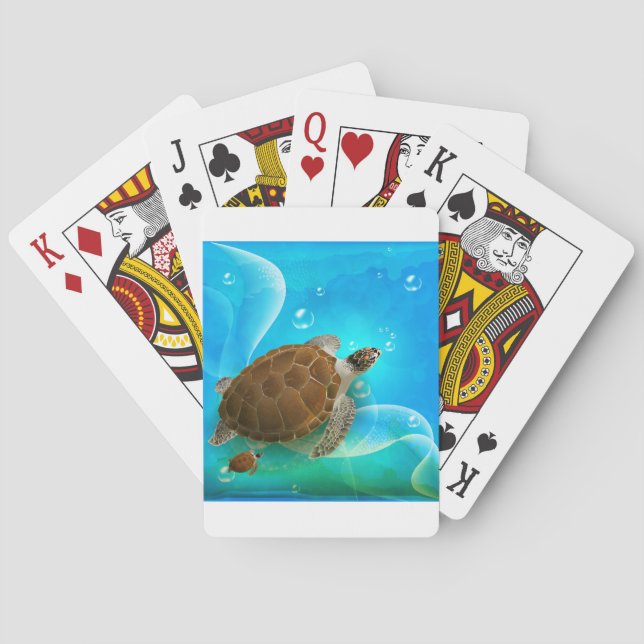 Turtle Swimming Playing Cards (Back)