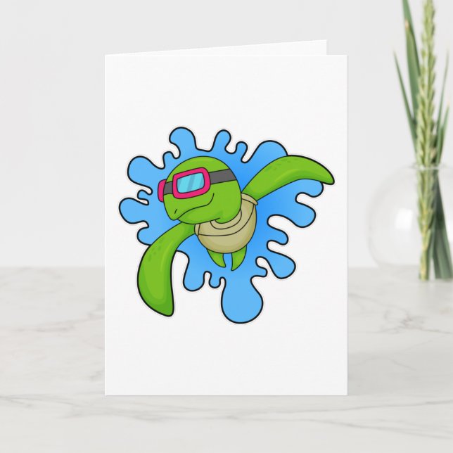 Turtle Swimming Swimming goggles Card (Front)