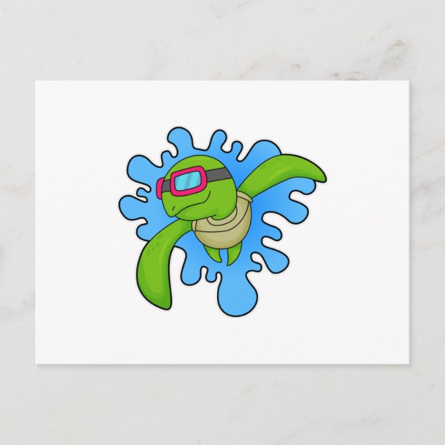 Turtle Swimming Swimming goggles Postcard (Front)
