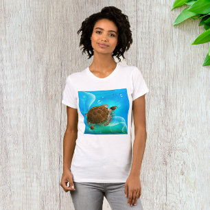Turtle Swimming Womens T-Shirt