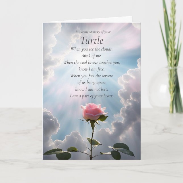 Turtle Sympathy Loss Tortoise Condolences Pet Card (Front)