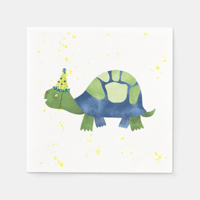 Turtle Tortoise Birthday Party Napkins (Front)