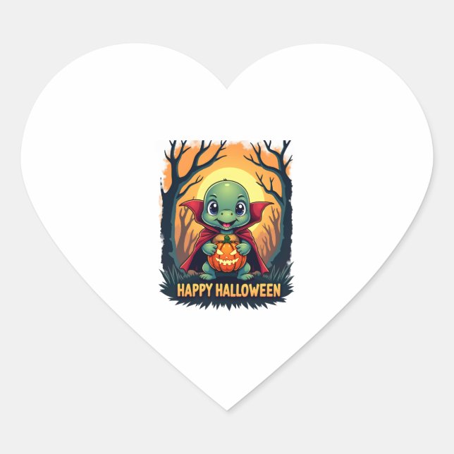 Turtle Tortoise Boo Vampire Trick Or Treat Hallowe Heart Sticker (Front)