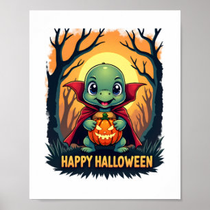 Turtle Tortoise Boo Vampire Trick Or Treat Hallowe Poster