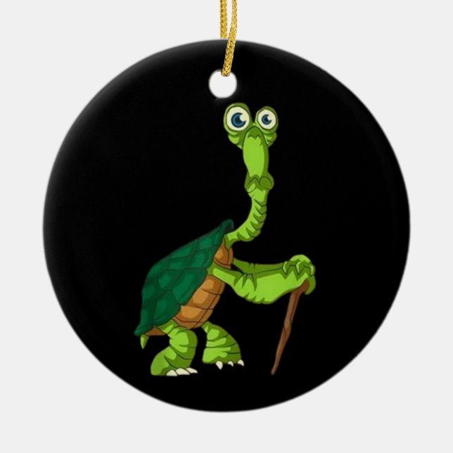 Turtle Tortoise Retired Funny Standing Turtle Reti Ceramic Ornament (Front)