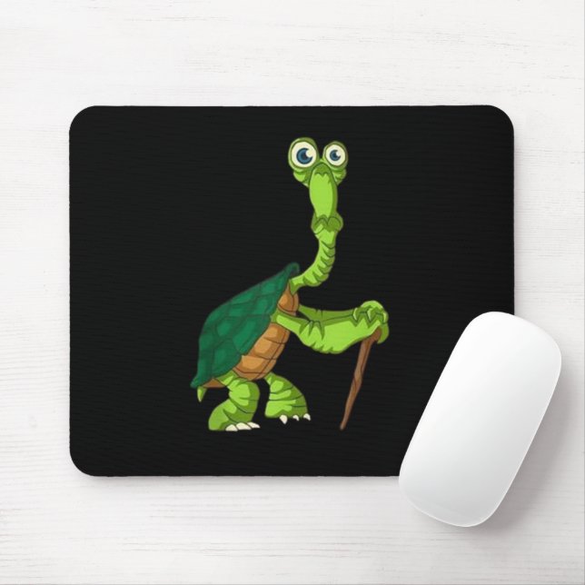 Turtle Tortoise Retired Funny Standing Turtle Reti Mouse Pad (With Mouse)